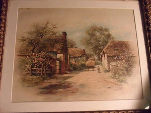 Signed Original Bartlett Cockington Lane Devon 19th century colored MEGARARE - Picture 1 of 11