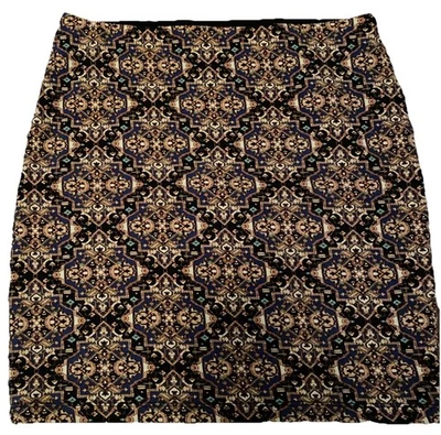 Falda Forever 21 para mujer grande geométrica hasta la rodilla azul marino forrada en oro” Foto 1 de 4