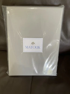 $750 Matouk Italy NWT (4pc) Sheet Set Luca 500TC Percale Pale Grey Italian - Image 1 of 4