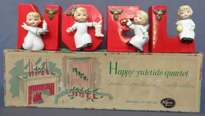 Vintage 50er Napco NOEL Engel Kerzenhalter Wandtasche Keramik Japan + Box 1956 - Bild 1 von 24