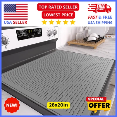 Stove Top Cover for Electric Stove – Silicone Range Protector 28"x20" Gray - Image 1 of 4