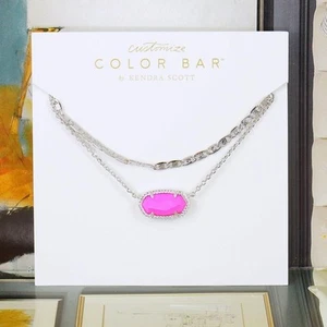 NWOT Kendra Scott Elisa Multi strands Magenta Pink Double Necklace Silver - Picture 1 of 6