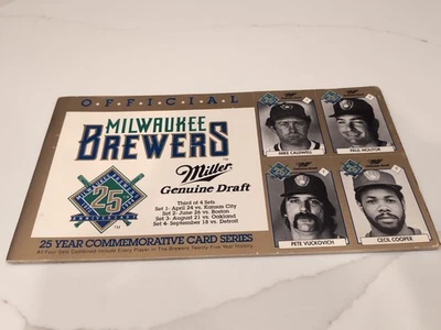 Vintage MLB Milwaukee Brewers 25 Year Commemorative Card Series Set 3 uncut - Image 1 of 4