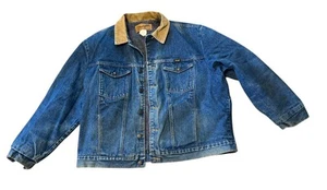 Vintage Wrangler Denim Jacket Mens 50 Blue Jean Corduroy Blanket Lined 74260PW - Picture 1 of 16