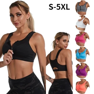 Reggiseno sportivo con cerniera anteriore push up yoga fitness jogging gilet più taglie donna - Foto 1 di 31