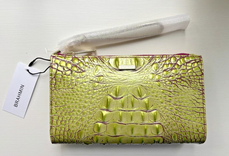 Brahmin Daisy Clutch Wristlet Limeade Green Lime Melbourne Leather