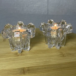Crystal Votive Candle Holders Tea Light Holders Pair Elegant Table Decor - Picture 1 of 13
