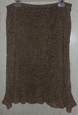 EXCELENTE FALDA FORRADA FLORAL MARRÓN Y BEIGE VILLAGER MUJER TALLA 10 Foto 1 de 3