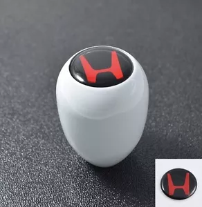 TYPE R STYLE PAINT WHITE MT MANUAL GEAR SHIFT KNOB + H EMBLEM FITS FOR HONDA - Picture 1 of 1