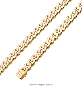 "Collar o pulsera Mónaco de cadena cubana de oro amarillo liso 14K de 9,5 mm 8,5""- 28" - Imagen 1 de 2