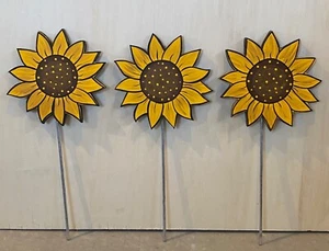Madera de girasol al aire libre planta poke, estaca de jardín patio letrero de arte, flores - Imagen 1 de 4
