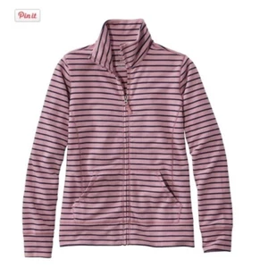 LL Bean Mujer Sudadera Ultrasuave Cremallera Completa Cuello Simulado Chaqueta Orquídea Rayas Med - Imagen 1 de 8