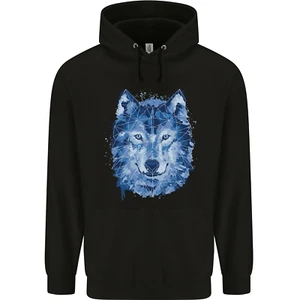 A Polygon Wolf Childrens Kids Hoodie - Picture 1 of 88