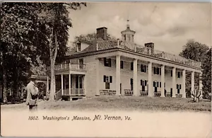 1905 Mt. Vernon, Virginia George Washington Herrenhaus antike Postkarte Mann mit Hut - Bild 1 von 2