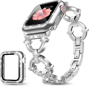 Apple Watch Band 38mm 40mm with Tempered Glass Screen Protector Case Shiny - Picture 1 of 6