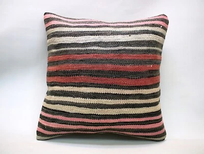 Kilim Square Pillow, 18x18 in, Decorative Throw Cushion, Handmade Vintage Pillow - Image 1 of 4