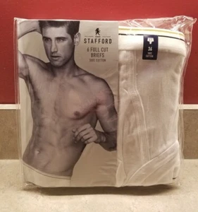New VTG Stafford 6 Pack Men's Briefs Size 36 JC Penney Full Cut Classic Stripes - Picture 1 of 5