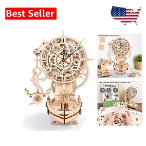 Intricate 3D Wooden Pirate Ship Clock Puzzle - Engage in Creative Craftsmanship - Picture 1 of 8