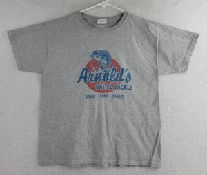Vintage 2008 Arnolds Bait and Tackle Logo Youth Gray T-shirt Size Medium - Picture 1 of 8