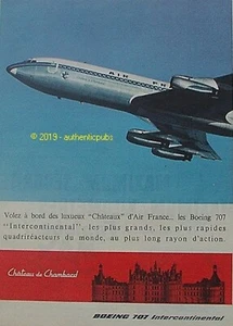 PUBLICITE AIR FRANCE AVION BOEING 707 CHATEAU DE CHAMBORD DE 1960 FRENCH AD PUB - Picture 1 of 1
