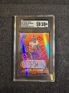 JUSTIN JEFFERSON *10/10* Auto SGC 10|10 Panini Zenith 2022 #51 Proof ~1stB - Picture 1 of 11