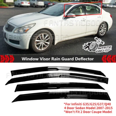 For Infiniti G25 G35 G37 Q40 07-15 Window Visors Rain Deflectors Rain Guard 4Pcs - Image 1 of 4