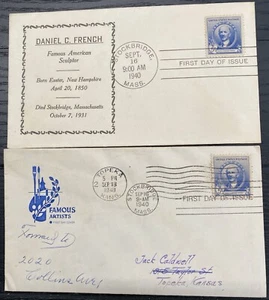 #887 Daniel Chester French Famous lot of 12 Mixed cachet First Day covers - Picture 1 of 2