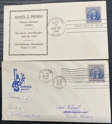 #887 Daniel Chester French Famous lot of 12 Mixed cachet First Day covers - Image 1 of 2
