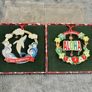 2 Lot Mele Kalikimaka Aloha Whale Christmas Ornaments Die Cut Hawaiian Hawaii - Picture 1 of 9
