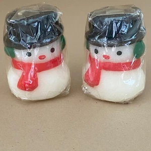 Hallmark, Set of 2, Vintage Mid Century, 2" Short Wick Snowman Candle Collection - Picture 1 of 6