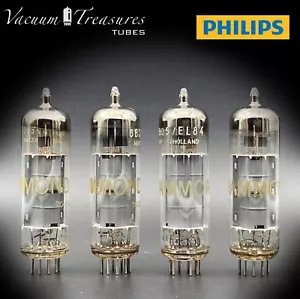 EL84 ( 6BQ5 ) AMPEREX PHILIPS O Getter KM4 Heerlen Matched Tubes Made in Holland - Foto 1 di 12