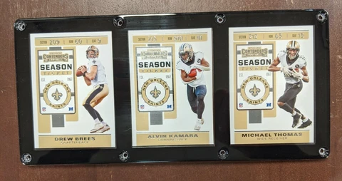 NEW ORLEANS SAINTS 3 CARD PLAQUE DREW BREES ALVIN KAMARA MICHAEL THOMAS Cover