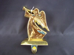 Abrigo de latón macizo dorado con soporte para medias de ángel de Navidad - Imagen 1 de 7
