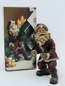Holiday By Kirklands Santa Wine Holder Rustic Faux Carved Wood Design - Picture 1 of 12