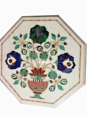 2'x2' Marble Console Center Table Top Lapis Lazuli Marquetry Inlay Hallway Decor - Image 1 of 4