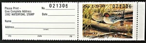 1992 Kentucky Hunter Ente Briefmarke, KY8, grünflügelige Teals von Phillip Powell - Bild 1 von 2