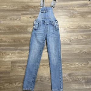 Zara Kids Denim Collection Jumpsuit Jean Overalls Girls 13/14 Distressed - Picture 1 of 12