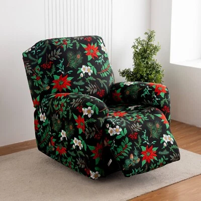 Funda reclinable elástica estampada, bolsillos laterales, protección decoración hogar, elegante Foto 1 de 4