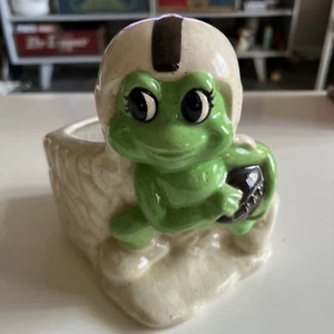 Vintage Frog Football Player Planter Figurine Vase Ceramic 6” Cute - Picture 1 of 10