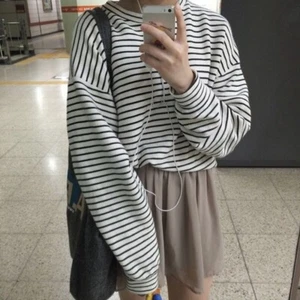 Vintage American Apparel Ottoman Ribbed Sweater Stripe White Black Size XS - Picture 1 of 8