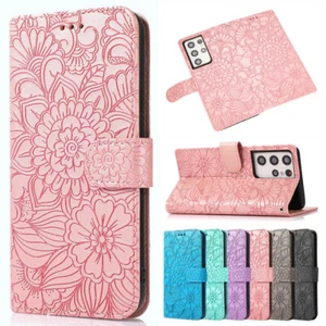 For Samsung S25 S24 S23 S22 S21/S20 FE Ultra Plus Wallet Case Leather Flip Cover - Picture 1 of 34