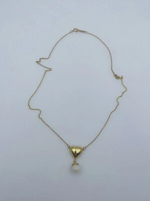 Tiffany & Co. Auténtico collar de perlas de corazón de oro amarillo de 18k Foto 1 de 4