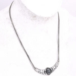 42 cm - Schlichtes Vintage Silber 835 Collier Halskette Damen mit Hämatit '60er - Picture 1 of 5