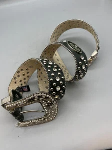 New York Jets Black NFL Leather Belt Rhinestone SIZE M Bedazzled Bling Gems - Picture 1 of 8
