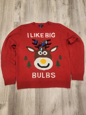 Suéter feo para mujer Forever 21 I Like Big Bulbs ciervo de Navidad talla grande rojo Foto 1 de 4