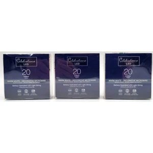 LED Micro 20 ct Battery Operated Christmas Candy Cane Flower Lights 6' Lot of 3 - Picture 1 of 4