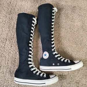 Converse Knee High Trainers Boots Shoes Black XX Hi Vintage Size 3 UK - Picture 1 of 13