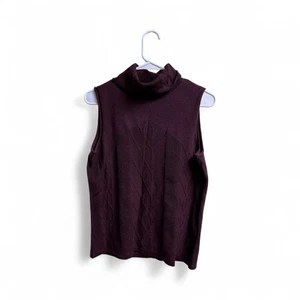 100% Merinowolle ärmellos Rollkragen Pullover Weste burgund M Katherine Kelly - Bild 1 von 3