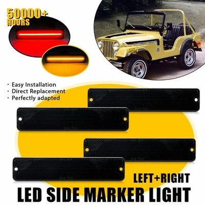 Luz de señalización lateral LED ámbar lente ámbar para Jeep CJ7 1976-1986 ahumada guardabarros delantero/trasero Foto 1 de 4