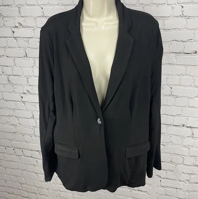 Chaqueta Blazer Magaschoni Negra Tejida Elástica 1 Botón Ventilada Sin Forro Talla Grande L Foto 1 de 4